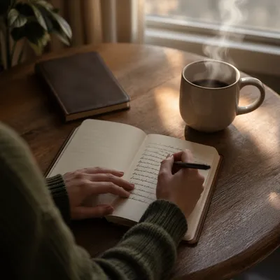 Morning Hands Writing in Prayer Journal