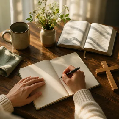 Morning Prayer Journal on Sunlit Table