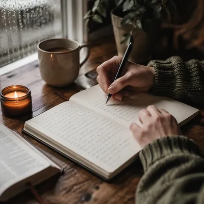 Hands Writing in Prayer Journal