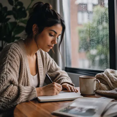 Morning Prayer Journal Writing by Window