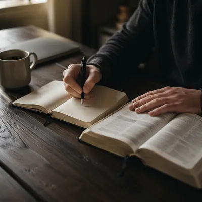 Hands Writing in a Prayer Journal