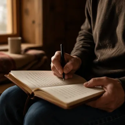Hands Writing in a Quiet Prayer Journal