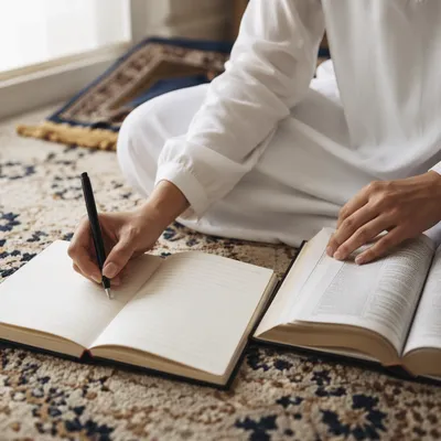 Hands Writing in a Quiet Prayer Journal