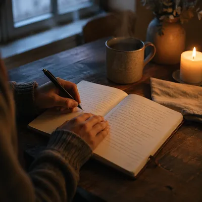 Morning Prayer Journal at Kitchen Table
