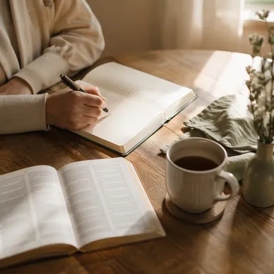 Morning Hands Writing in Prayer Journal