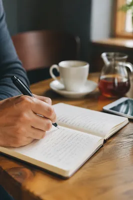 Morning Prayer Journal Writing at Café Table