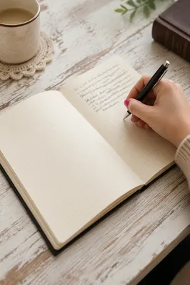 Hand Writing in a Quiet Prayer Journal