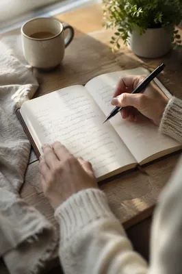 Hands Writing in Morning Prayer Journal