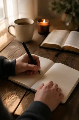 Hands Writing in a Morning Prayer Journal