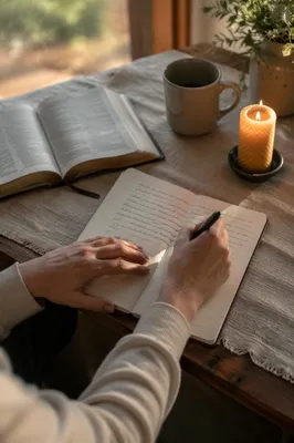 Morning Prayer Journal at Kitchen Table