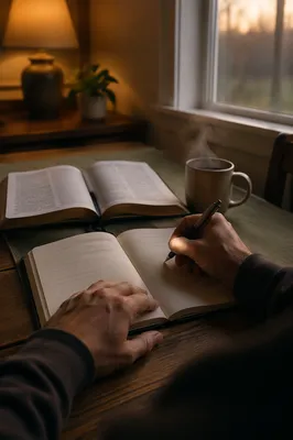 Morning Hands Writing in Prayer Journal