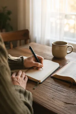 Morning Prayer Journal Writing at Kitchen Table