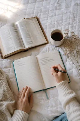 Hand Writing in Prayer Journal Morning Scene