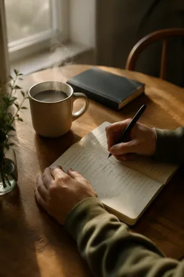 Morning Hands Writing in Prayer Journal