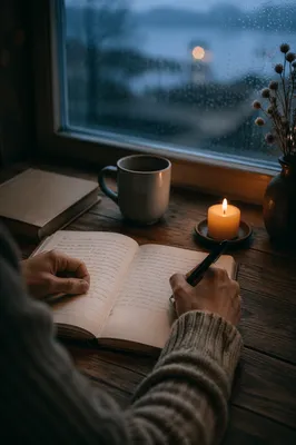 Morning Prayer Journal at Rainy Kitchen Table