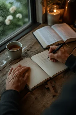 Morning Prayer Journal Writing by Window