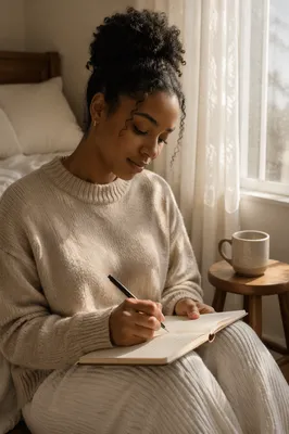 Young Woman Writing in Prayer Journal