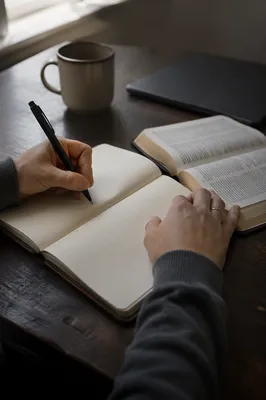 Hands Writing in a Quiet Prayer Journal