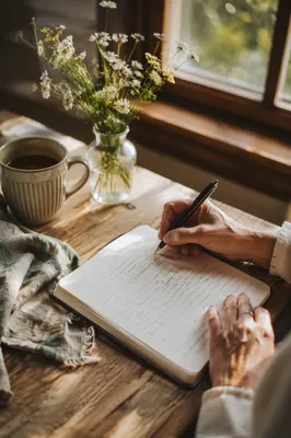 Morning Prayer Journal Writing at Breakfast Table