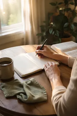 Morning Hands Writing in Prayer Journal