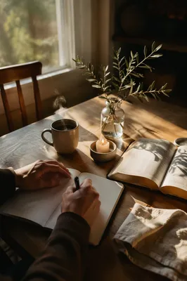 Morning Prayer Journal at Kitchen Table