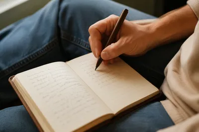 Hands Writing in a Quiet Prayer Journal