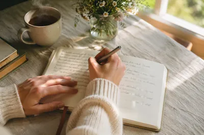 Morning Hands Writing in Prayer Journal