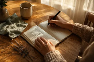Morning Hands Writing in Prayer Journal