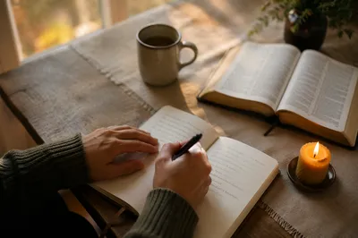 Morning Prayer Journal at Kitchen Table