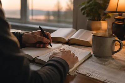 Morning Prayer Journal Writing at Kitchen Table