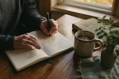 Morning Hands Writing in Prayer Journal