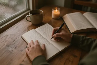Hands Writing in a Prayer Journal