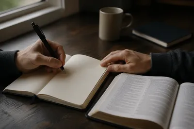 Hands Writing in a Prayer Journal