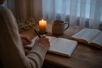 Morning Prayer Journal at Kitchen Table