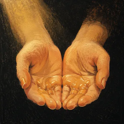 Anointing Oil Prayer Hands in Warm Light
