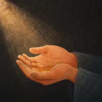 Prayerful Hands Receiving Anointing Oil