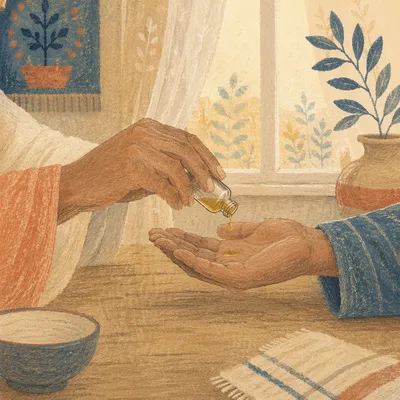 Prayerful Hands Anointing with Healing Oil