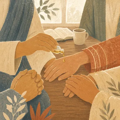 Hands Anointing With Oil in Prayer
