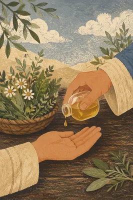 Prayerful Hands Anointing With Healing Oil