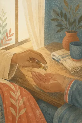 Hands Anointing with Oil in Prayer