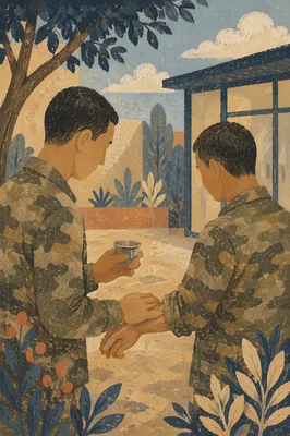Quiet Anointing Prayer in Courtyard
