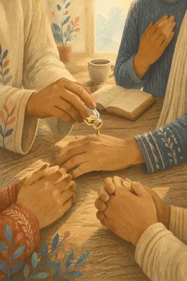 Healing Prayer Hands Anointing with Oil