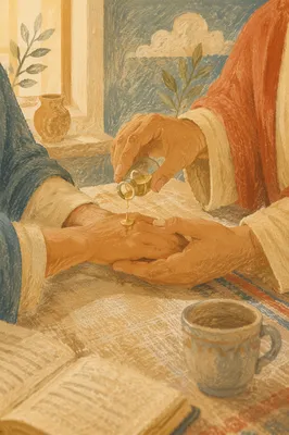 Healing Prayer Hands with Golden Anointing Oil