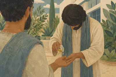 Healing Prayer Anointing in Quiet Courtyard