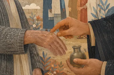 Anointing Oil Prayer Hands in Garden
