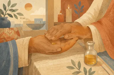 Anointing Oil Healing Prayer Hands at Home
