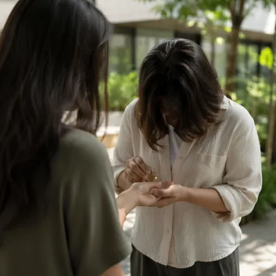 Hands Anointing With Oil in Healing Prayer