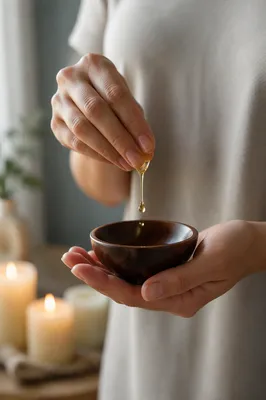 Hands Preparing Healing Prayer Anointing Oil