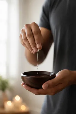 Hands Preparing Anointing Oil for Healing Prayer