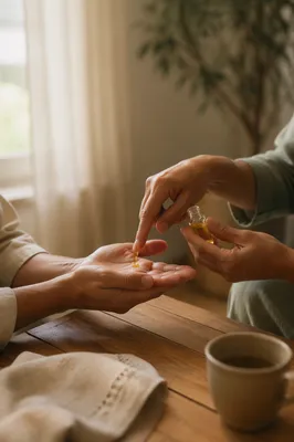 Prayerful Anointing Hands in Morning Light